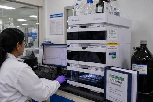 GMP-qualified HPLC system showing GMP laboratory requirements compliance in a Bangalore pharma lab